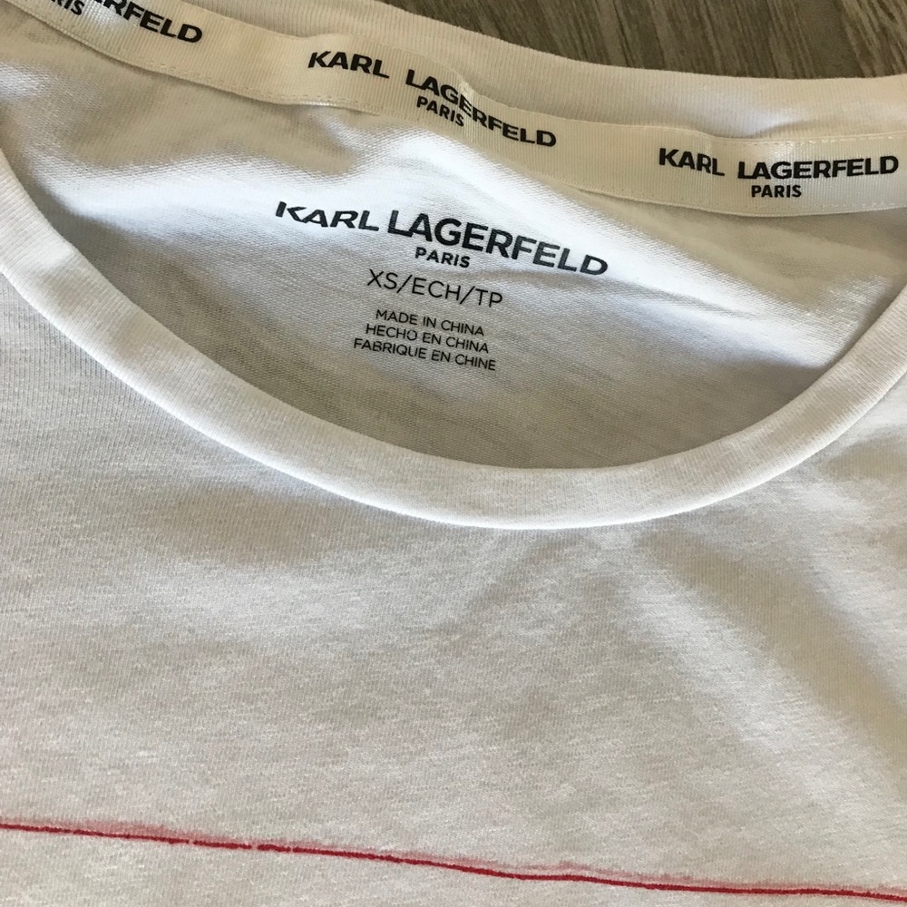 Karl Lagerfeld Quote Basic White Tee Size Xs - image 4